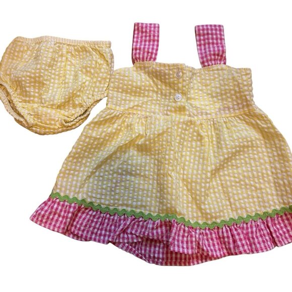 Reel Love Girls Baby set Dress Outfit Gingham Check 18 mth pink butterfly fairy - Picture 3 of 6